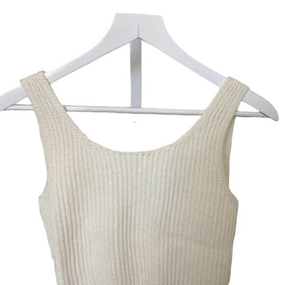 Vince Ivory Crossover V-Back Scoop Neck Sweater Tank - Picture 4 of 6